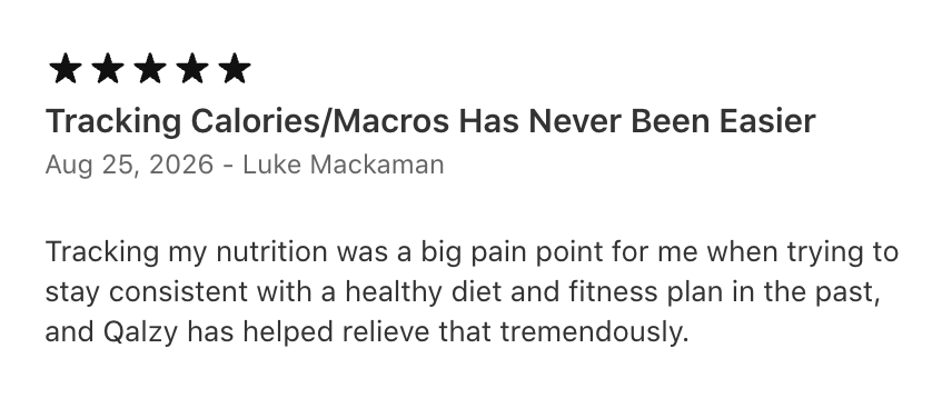 Five-star review from Luke Mackaman: Tracking Calories/Macros Has Never Been Easier